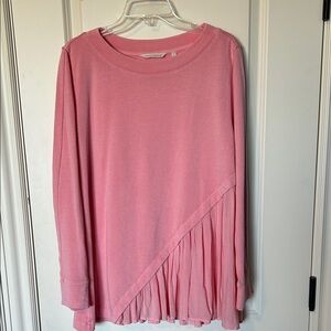 Soft Surroundings Pink Crew Neck Sweatshirt Top, L